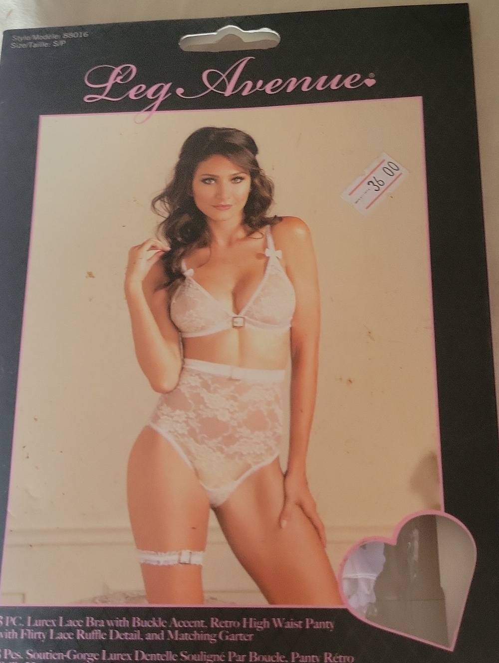 Leg Avenue White Lace Bralette with Retro High-Waist Panty